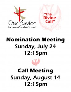 Call Nomination Meeting @ Our Savior Sanctuary