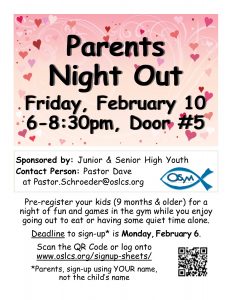 Parents Night Out @ Our Savior Gym (Door #5) | Excelsior | Minnesota | United States