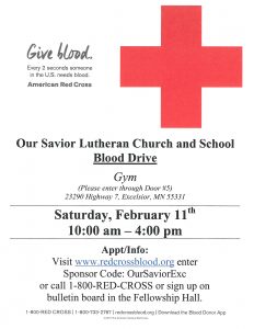 Blood Drive @ Our Savior Gym/Community Center | Excelsior | Minnesota | United States