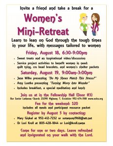 Women's Mini Retreat Weekend @ Our Savior Lutheran Church | Excelsior | Minnesota | United States