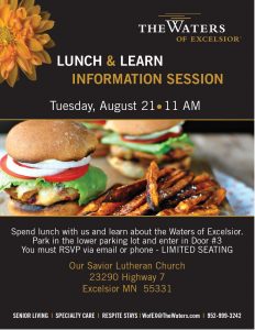 The Waters Hosting a Lunch & Learn @ Fellowship Hall, Door #3 | Excelsior | Minnesota | United States