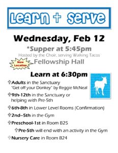 Learn & Serve: Learn @ Fellowship Hall, Door #3