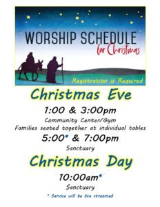 Christmas Eve Worship 1:00 & 3:00pm (Community Center) @ Community Center/Gym