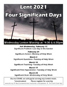 Lenten Worship @ Sanctuary, Doors #2, 3